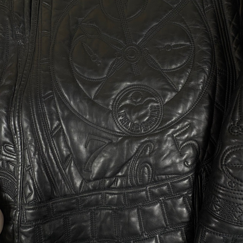 Vintage Pelle Pelle Marc Buchanan Embossed Leather Bomber Jacket 56‎ Y2K - Picture 6 of 16